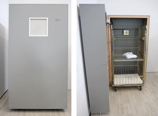 RFID-UHF-Rückwurfcontainer - geschlossen und geöffnet